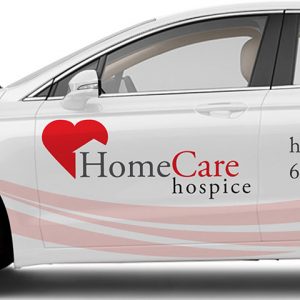 Close up of the Home Care Hospice Car Wrap