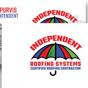 Close up of the Independent Roofing Systems Business Card
