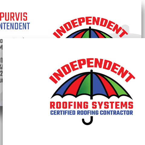 Close up of the Independent Roofing Systems Business Card