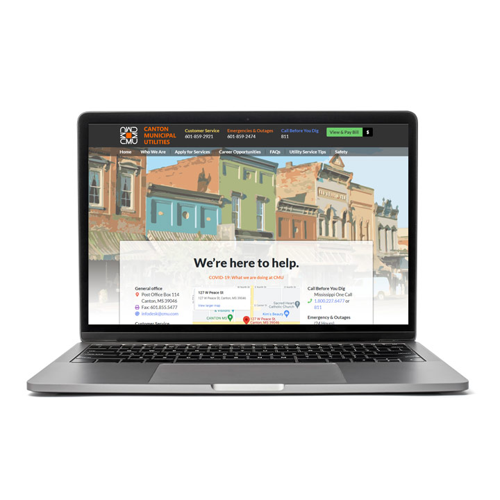 Canton Municipal (CMU) website seen on a laptop screen