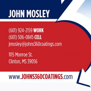 close up of the john's 360 business card